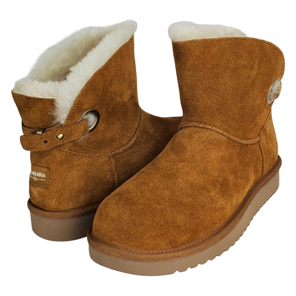 New koolaburra ugg remley mini winter boots suede faux fur slip on chestnut